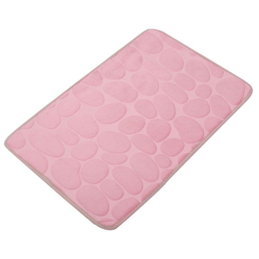 Non-Slip Bathroom Rugs,Machine Washable Cobblestone Pattern Pink